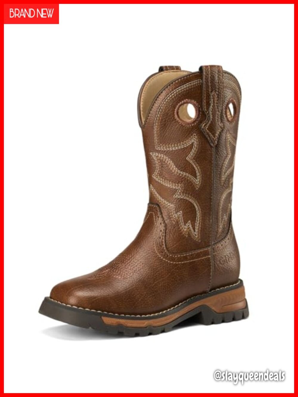 Kids Cowboy Boots Square Toe PU Upper Pull-On Western Riding